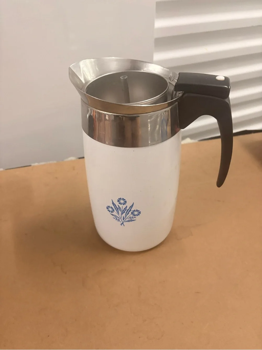 VINTAGE CORNING WARE BLUE CORNFLOWER 10 Cup stovetop Porcelain Pot percolator